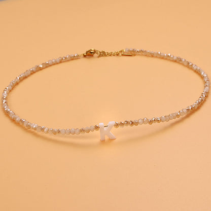 Dainty Stone Beaded Initial Necklace