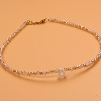 Dainty Stone Beaded Initial Necklace