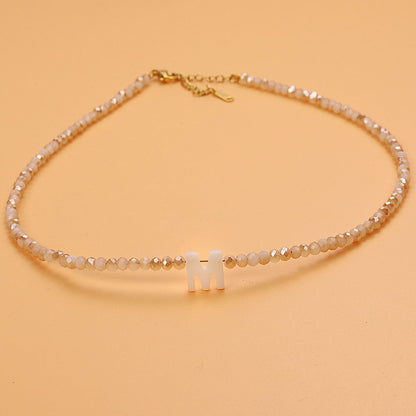Dainty Stone Beaded Initial Necklace