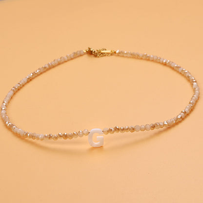 Dainty Stone Beaded Initial Necklace