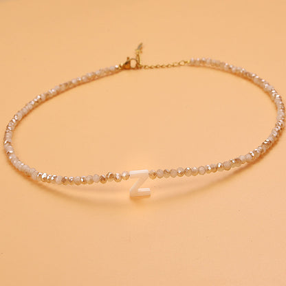 Dainty Stone Beaded Initial Necklace