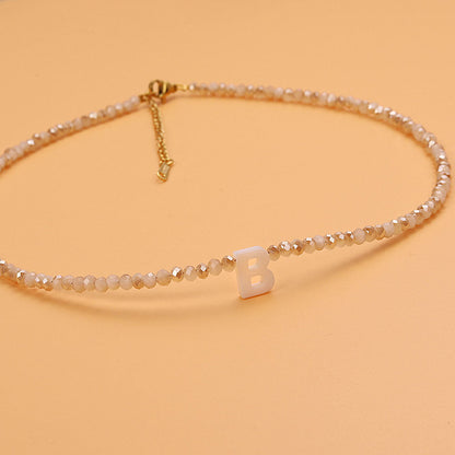 Dainty Stone Beaded Initial Necklace