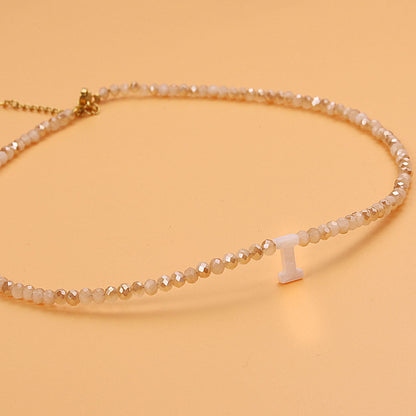 Dainty Stone Beaded Initial Necklace
