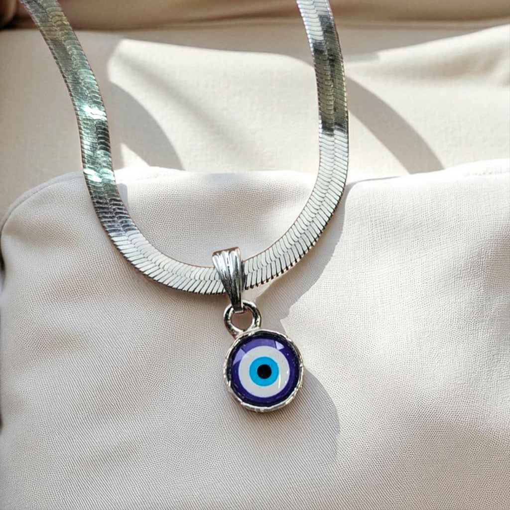 Silver Evil Eye Snake Anklet - Free Cuff Bracelet