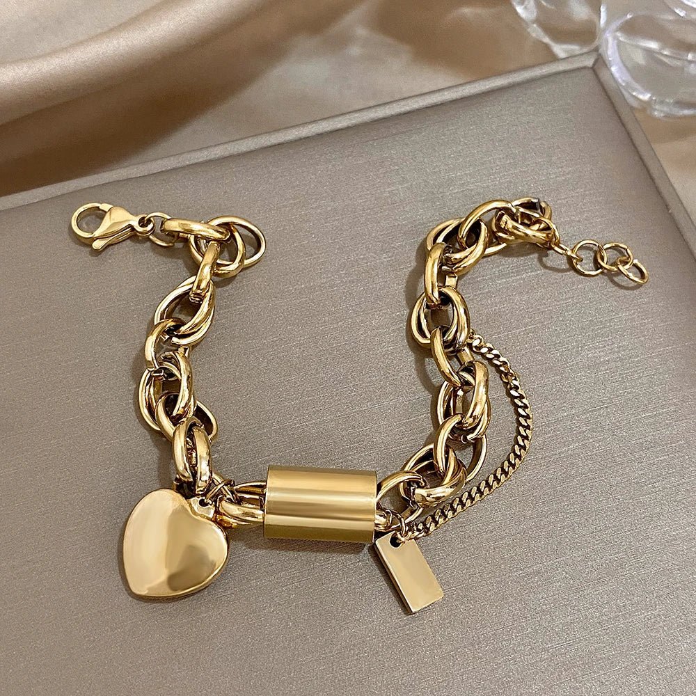 Bold & Chunky Chain Heart Bracelet