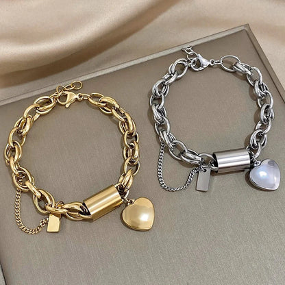 Bold & Chunky Chain Heart Bracelet