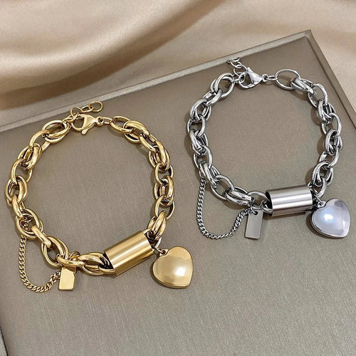 Bold & Chunky Chain Heart Bracelet