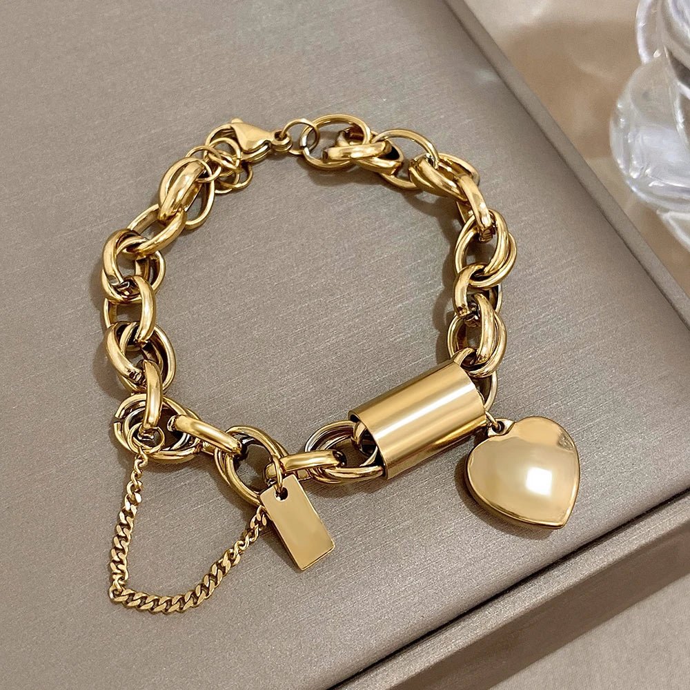 Bold & Chunky Chain Heart Bracelet