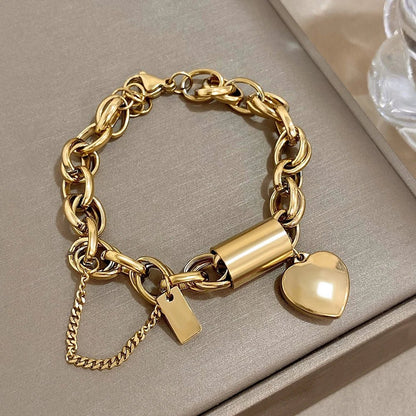 Bold & Chunky Chain Heart Bracelet