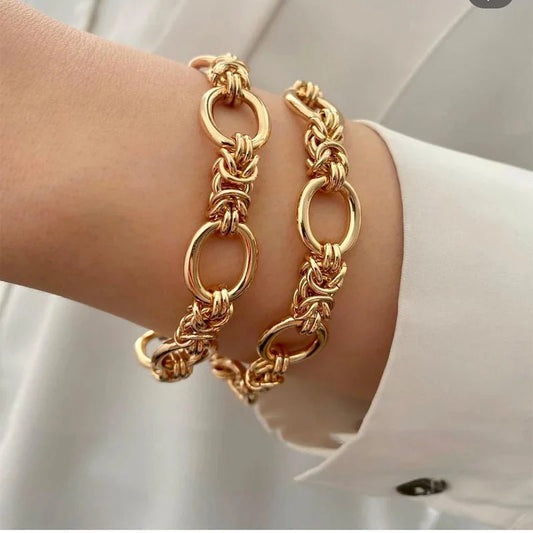 Bracelet chaîne à maillons contrastés