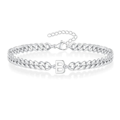 Couples Letter Initial Cuban Bracelet