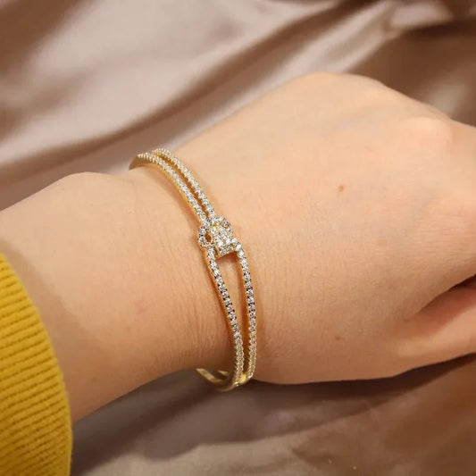 Bracelet jonc diamant noué