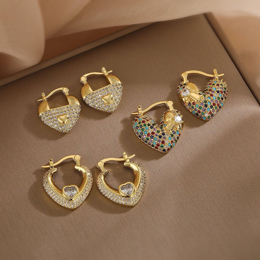 Glamorous Diamond Heart Earrings