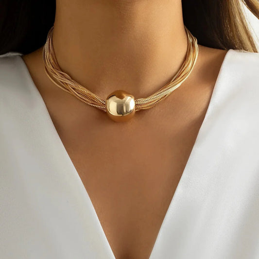 Collier et bracelet à chaîne à plusieurs maillons avec boules, élégants