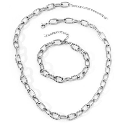 Simple Paperclip Necklace & Bracelet Set