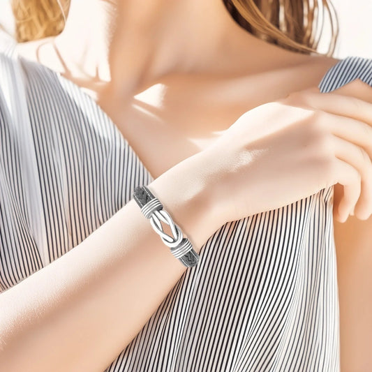 Bracelet en cuir nœud d'amour éternel unisexe